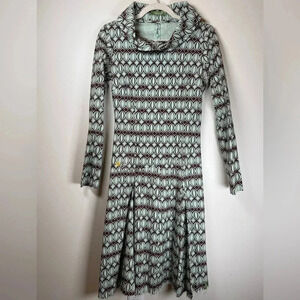 Skunkfunk SKFK Geometric Print Drop Waist Cowl Neck Dress Women’s Size XS (2)